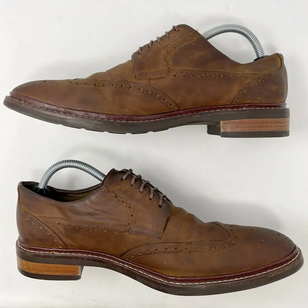 Cole Haan Brown Warren Welt Wingtip Oxfords Mens 10 *READ*